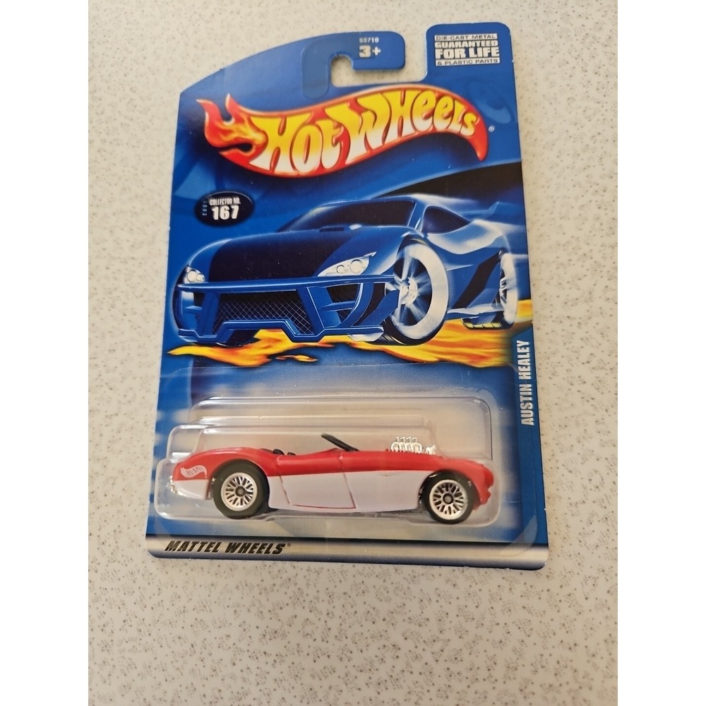 2001 Hot Wheels Austin Healey #167 Red And White Car